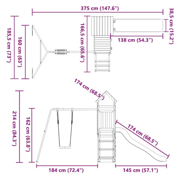 Set joacă exterior lemn impregnat | Livrare gratuită