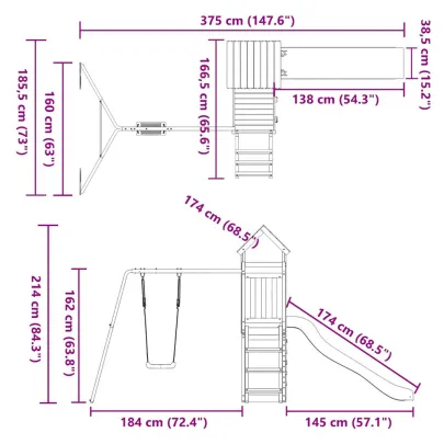 Set joacă exterior lemn impregnat | Livrare gratuită