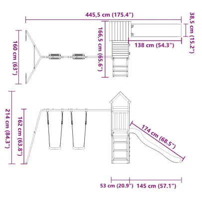 Set de joacă exterior lemn masiv | Livrare gratuită