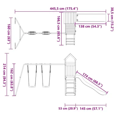 Set de joacă exterior lemn pin impregnat | Livrare gratuită