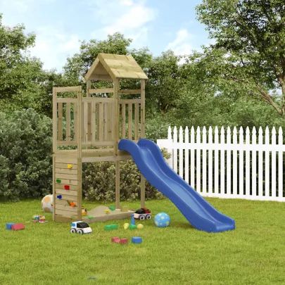 Set Joacă Exterior Lemn Pin cu Tobogan | Livrare Gratuită