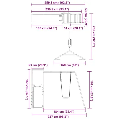 Set joacă exterior lemn masiv pin cu tobogan | Livrare gratuită