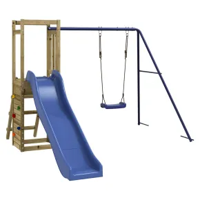 Set de joacă exterior lemn impregnat - Turn, tobogan, leagăn 2
