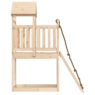 Căsuță de Joacă cu Perete de Cățărat - Lemn Masiv de Pin