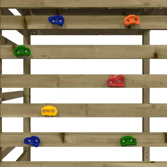 Set de joacă exterior lemn impregnat - Turn, tobogan, leagăn