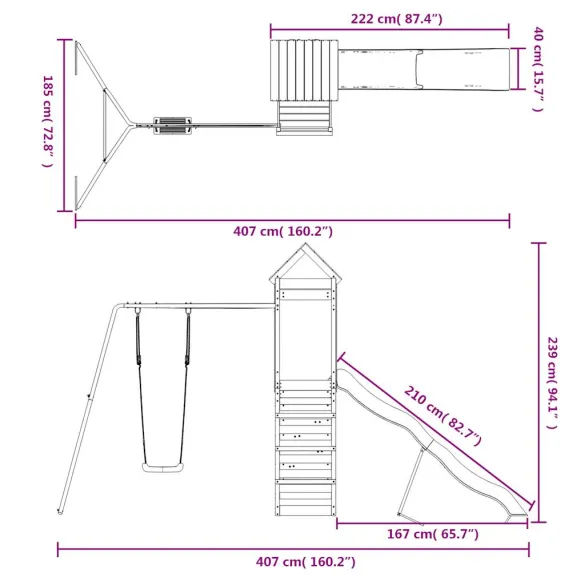 Set joacă exterior lemn masiv Douglas - Livrare gratuită