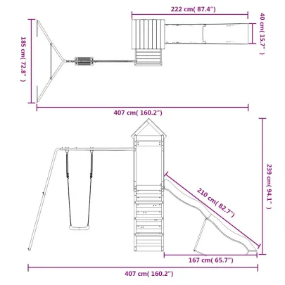 Set joacă exterior lemn masiv Douglas - Livrare gratuită