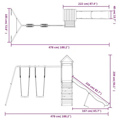 Set de joacă exterior lemn masiv de pin - Livrare gratuită