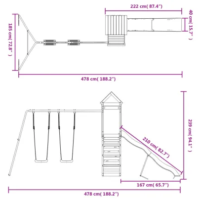 Set de joacă exterior lemn impregnat - Livrare gratuită