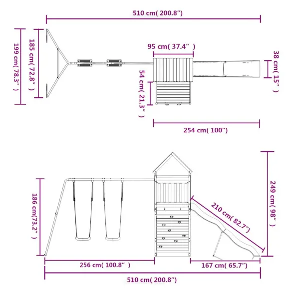 Set de joacă exterior lemn masiv de pin | Livrare gratuită