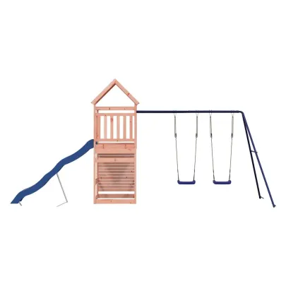 Set de joacă exterior lemn masiv - Turn, tobogan și leagăn