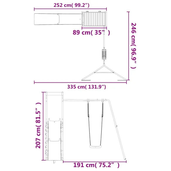 Set de joacă exterior lemn masiv de douglas | Livrare gratuită