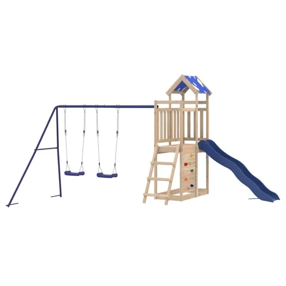 Set Joacă Exterior Lemn Masiv | Tobogan și Leagăne
