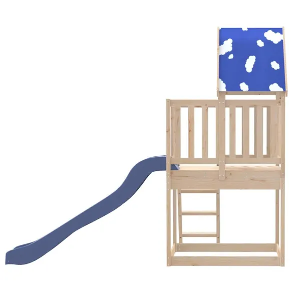 Set joacă exterior lemn masiv pin cu tobogan | Livrare gratuită