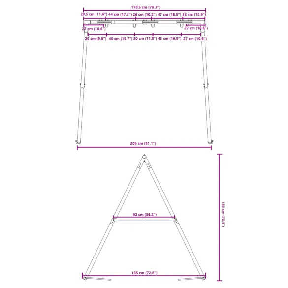 Cadru Balansoar Exterior 4 Cârlige - Albastru, Oțel Rezistent