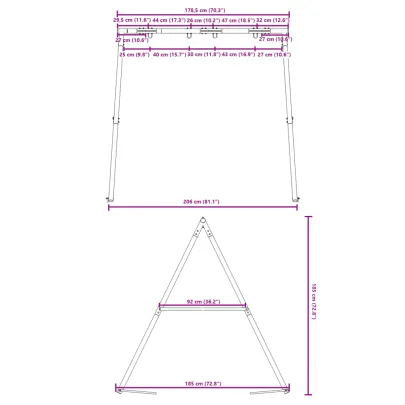 Cadru Balansoar Exterior 4 Cârlige - Albastru, Oțel Rezistent