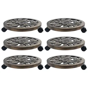 Suporturi cu Role pentru Plante - 6 buc., Bronz, 38 cm