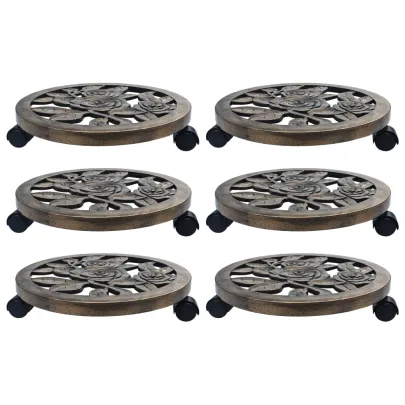 Suporturi cu Role pentru Plante - 6 buc., Bronz, 38 cm