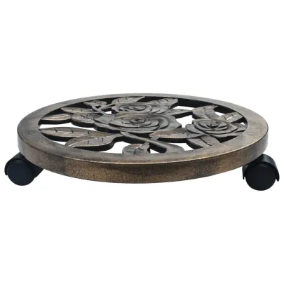 Suporturi cu Role pentru Plante - 6 buc., Bronz, 38 cm