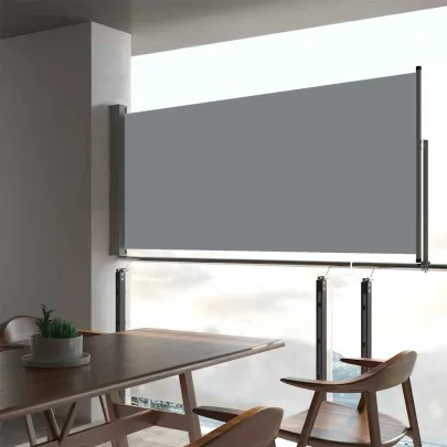 Copertină Laterală Retractabilă Gri pentru Terasă | 60x300 cm