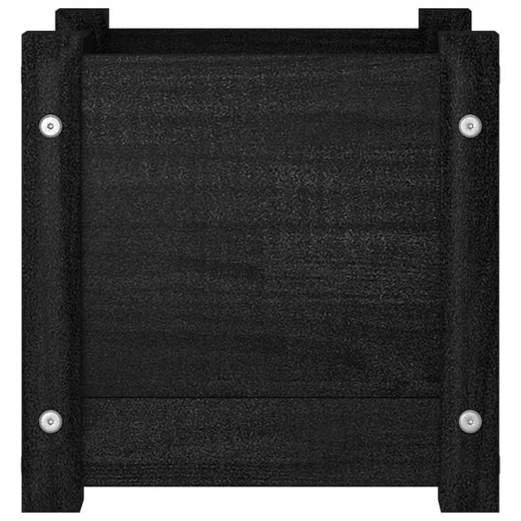 Jardiniere Grădină Lemn Masiv - 2 bucăți - Negru 31x31 cm