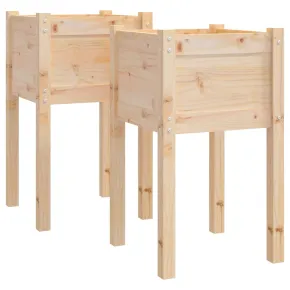 Jardiniere Grădină Lemn Masiv - 2 bucăți - 40x40x70 cm 2