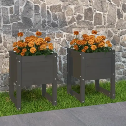 Jardiniere Lemn Masiv Pin - Set 2 Bucăți 40x40x52.5 cm