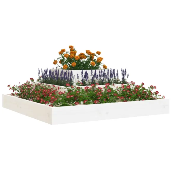 Jardinieră Albă Lemn Masiv de Pin - 80x80x27 cm