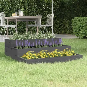 Jardinieră Gri Lemn Masiv de Pin - 78x78x27 cm | Livrare Gratuită