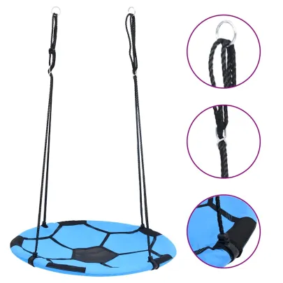 Leagăn Cuib Fotbal 100 cm - Albastru și Negru - Livrare Gratuită