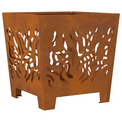 Vatră de foc pătrată din oțel corten - 40x40x40 cm