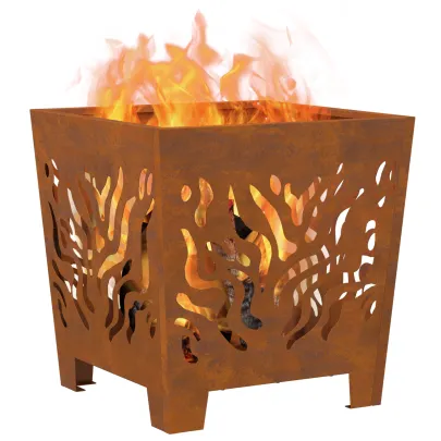 Vatră de foc pătrată din oțel corten - 40x40x40 cm