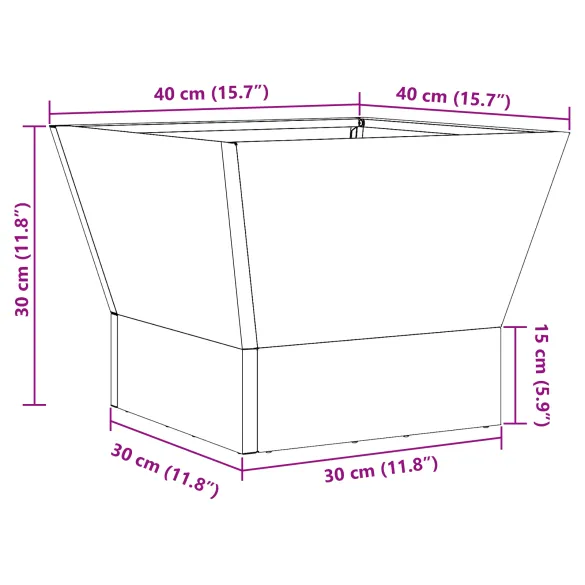 Vatră de foc pătrată outdoor - Oțel negru - Livrare gratuită