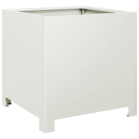 Jardinieră Grădină Albă Oțel 40x40x40 cm - Livrare Gratuită