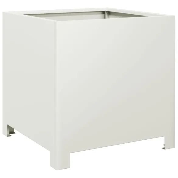 Jardinieră Grădină Albă Oțel 40x40x40 cm - Livrare Gratuită