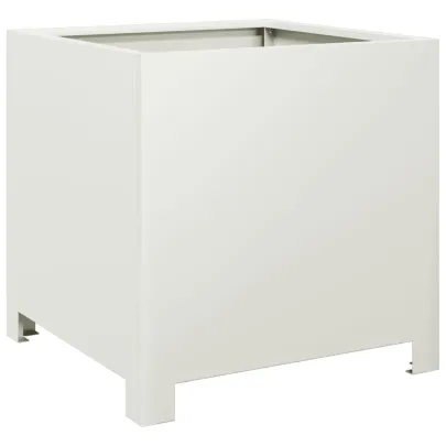 Jardinieră Grădină Albă Oțel 40x40x40 cm - Livrare Gratuită