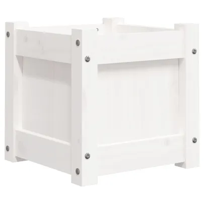 Jardiniere Grădină Lemn Masiv - 2 bucăți - Alb