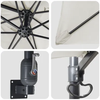 Umbrelă de Terasă Nisip Poliester - Aluminiu Pliabilă Mare