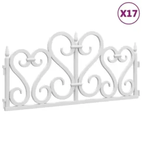 Borduri Gazon Alb | 17 bucăți | 10m | PP | Livrare Gratuită