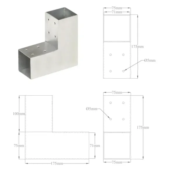Conectori Grindă Metalici 71x71 mm - Montaj Rapid