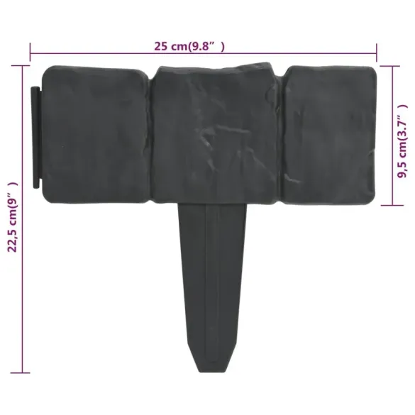 Gard decorativ gazon plastic aspect piatră - 41 buc