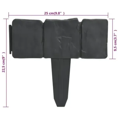 Gard decorativ gazon plastic aspect piatră - 41 buc
