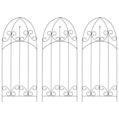 Suporturi Plante Cățărătoare - 3 buc., Negru, Fier - 40x100 cm