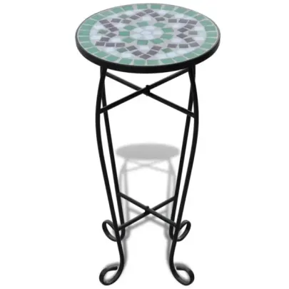 Masă Laterală Mozaic Verde pentru Grădină și Balcon