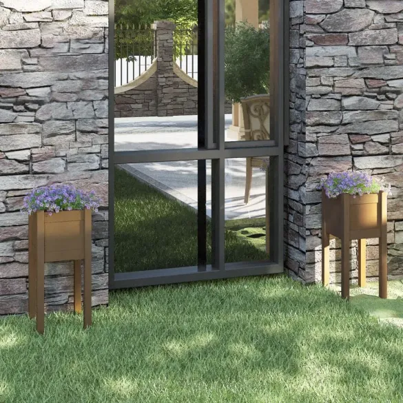 Jardiniere Grădină 2 buc Lemn Masiv Pin - Livrare Gratuită