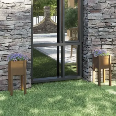 Jardiniere Grădină 2 buc Lemn Masiv Pin - Livrare Gratuită