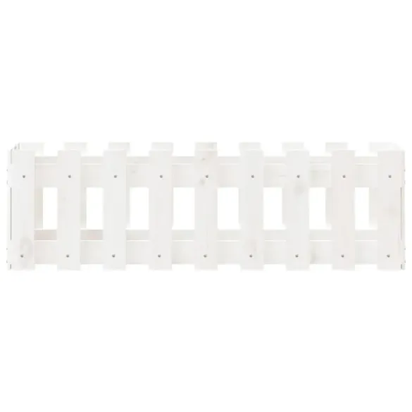 Pat Ridicat Grădină Alb Lemn Pin | Livrare Gratuită