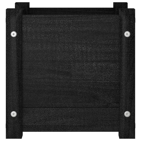 Jardinieră Grădină Lemn Masiv Pin - Negru 31x31x31 cm