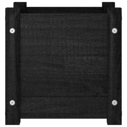 Jardinieră Grădină Lemn Masiv Pin - Negru 31x31x31 cm