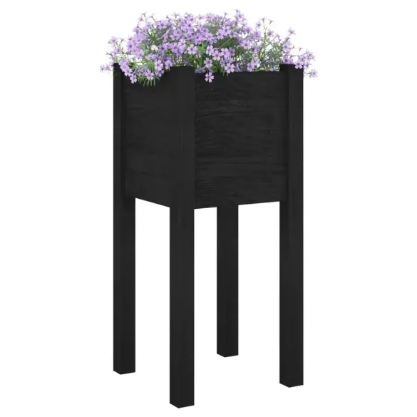 Jardiniere Grădină 2 buc. Lemn Masiv Pin Negru 31x31x70 cm